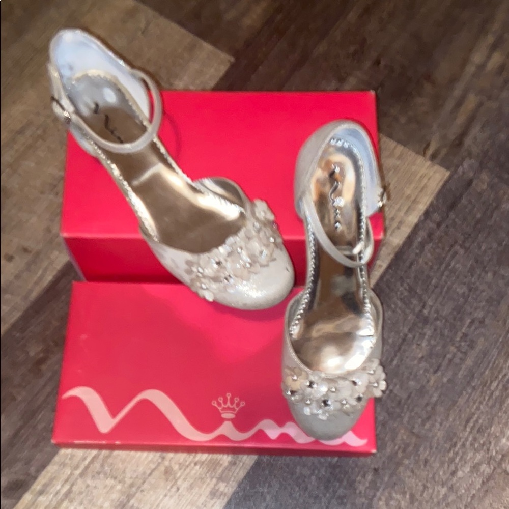 Silver Stiletto Heels with Ankle Strap